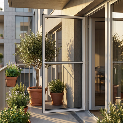 Москитная сетка на магнитах распашная на балконную дверь1